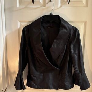 Charles Chang-Lima Black Blazer with Flared Sleeves, linen/cotton blend, size 6